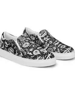 Black And White Doodle Slip-On KI33